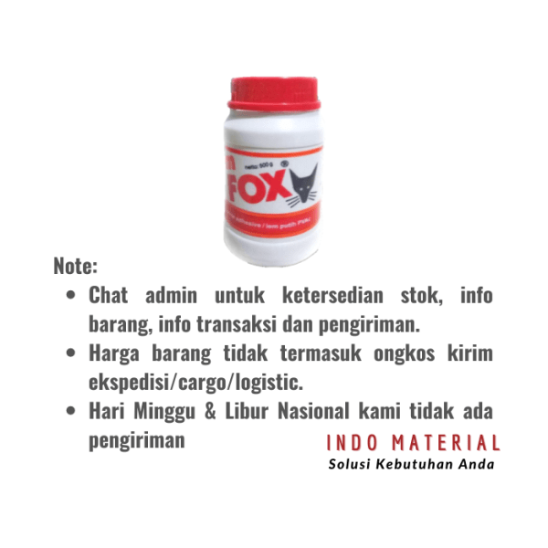 Lem Putih PVAC Fox Botol Plastik 500 gram Note