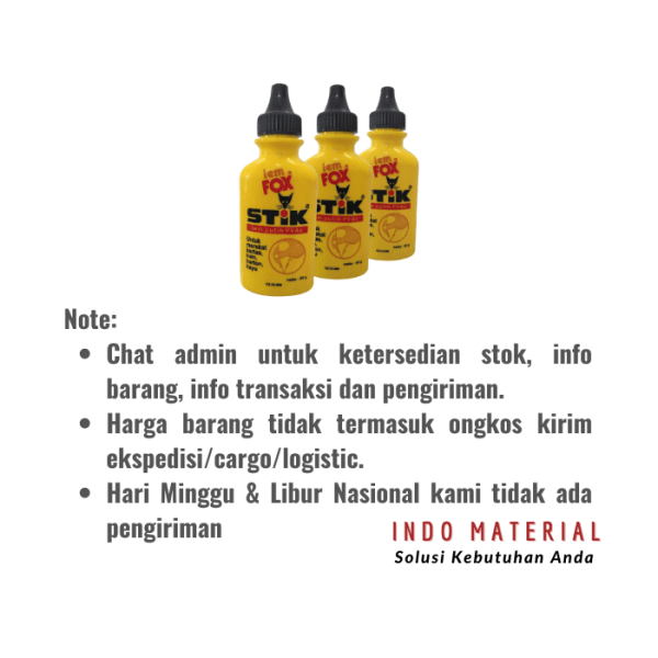 Lem Fox Stik PVAc Botol 60 gr Note