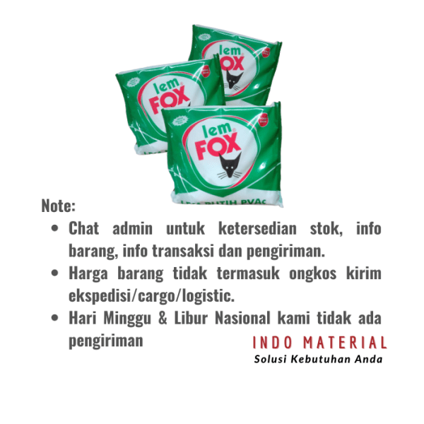 Lem Kayu Fox Hijau Kantong PVAc 700 gr Note