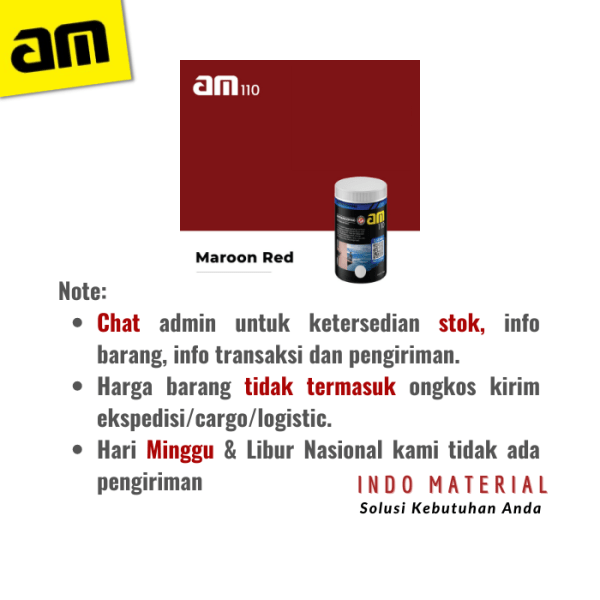 Jual Cat Waterproof AM 110 Maroon Red Grosiran Catatan pemesanan