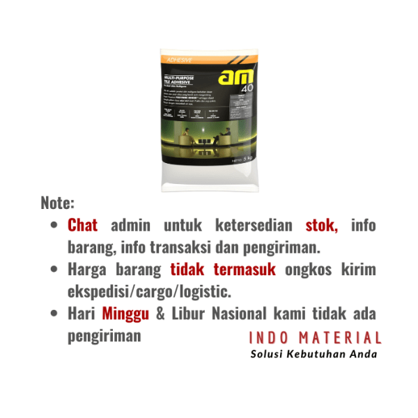 AM 40 Perekat Ubin Di Atas Ubin 5 kg | Grosir Ketentuan Pemesanan