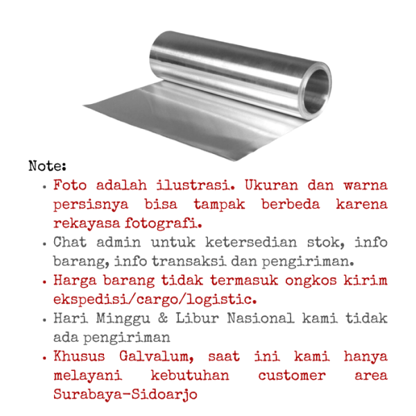 Galvalum 0.25 Lebar 50cm Roll 50 Meter Note