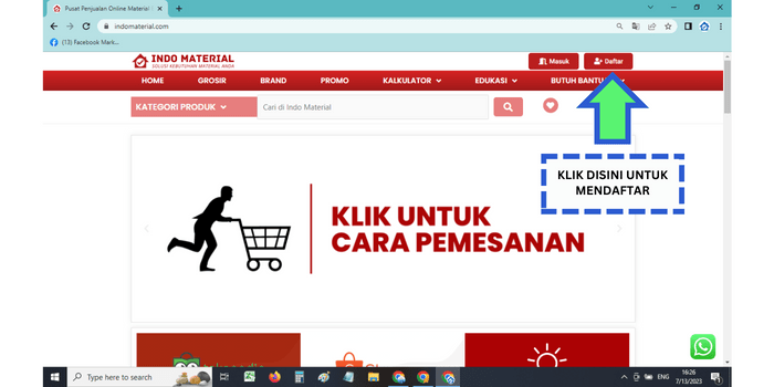 Cara pendaftaran akun indomaterial.com 01